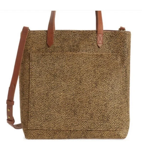 Madewell Tote Transport Leopard Print Calf Hair Medium - Picture 1 of 8